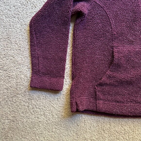 Cabelas Sweatshirt Womens Large Hoodie 1/4 Zip High Pile Maroon Red Pockets - Picture 5 of 11